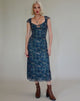 image de Lunama Mesh Midi Dress in Tonal Blue Paisley