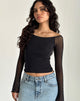 Image de Lutana Bardot Top in Mesh Black