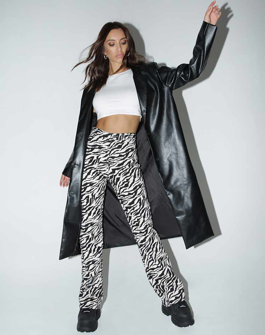 Pantalon Zoven en noir et blanc zébré 90's