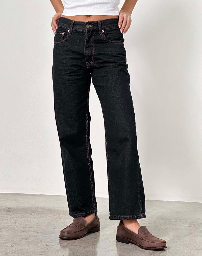 Jeans Awkward Parallel à taille moyenne, indigo
