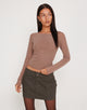 Image de Mahira Long Sleeve Mesh Top in Light Brown