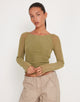 Image de Mahira Long Sleeve Mesh Top in Olive