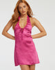 Image de Maruko Mini robe en satin rose foncé brillant
