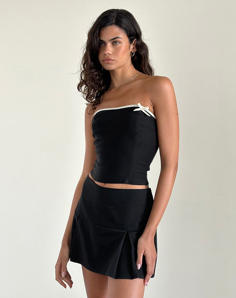 Top bandeau Matuha noir avec nœud ivoire