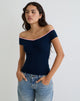 Image Mayomi Top asymétrique en marine avec reliure rose