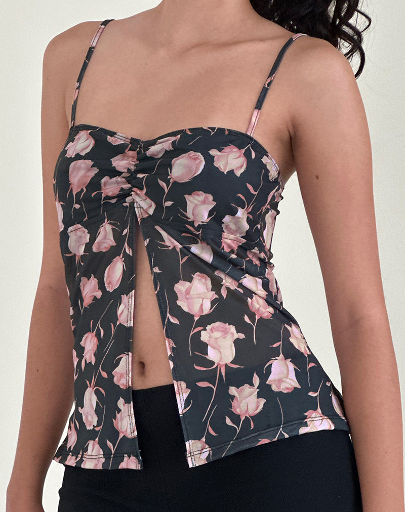 Top Megumi en Falling Rose Jet Black