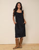 Image de Merrily Smock Midi Dress in Poplin Black