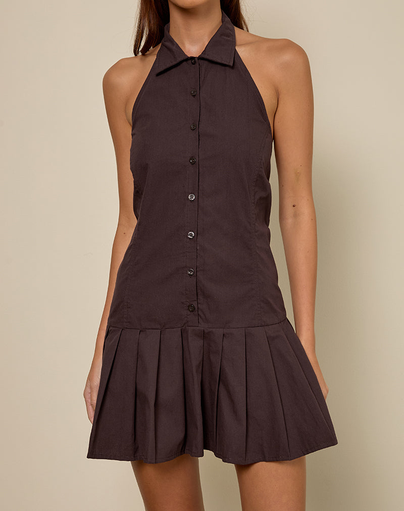 Robe à collet Mikena, acajou foncé