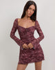 Image of Modena Long Sleeve Mini Dress in Tonal Paisley Plum