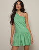 Image de Munasa One Shoulder Mini Dress in Mini Gingham Green