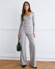 Image de Dorala Low Rise Trous with Eyelets in Grey Marl (pantalon à taille basse avec œillets en gris marron)