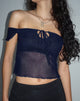 Image de Nabil Bardot Crop Top in Mesh Navy