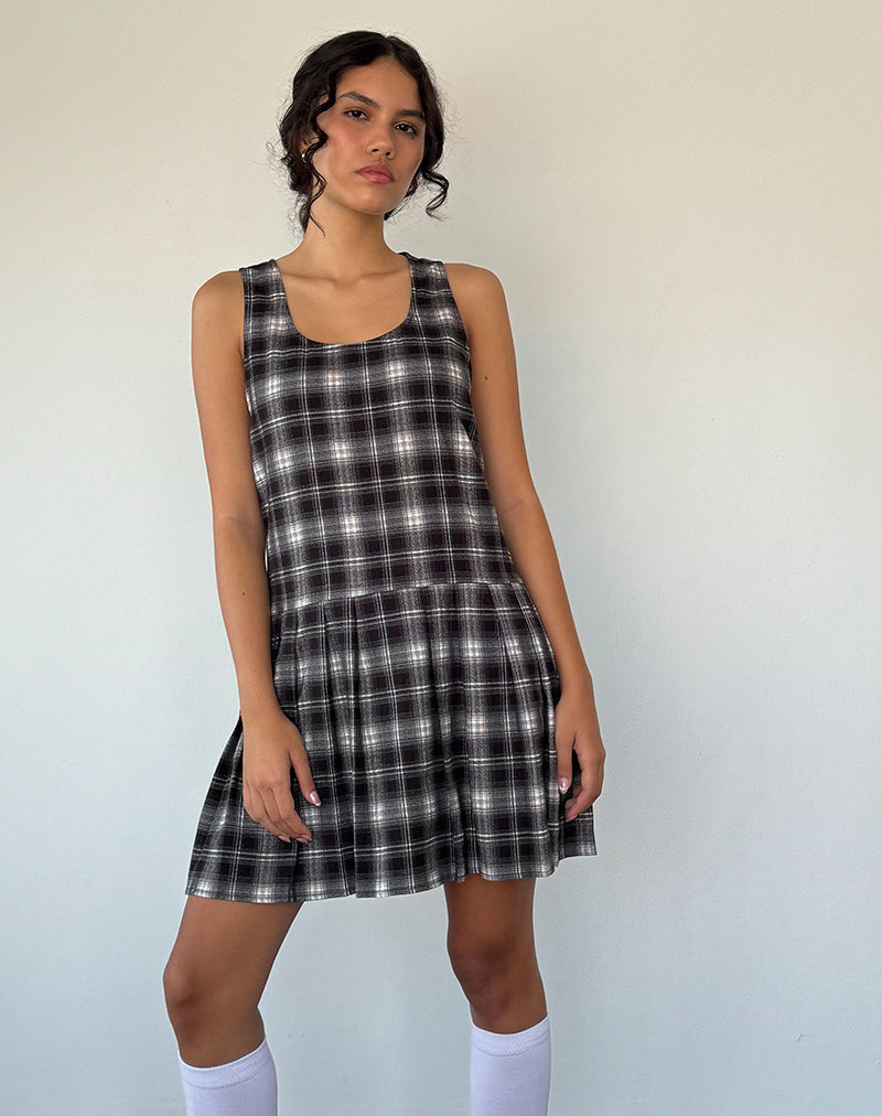 Mini robe Namaya à carreaux noirs et blancs