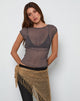 Image of Nova Top in Grey Crinkle Chiffon