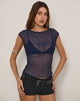 Image of Nova Top in Sheer Crinkle Chiffon Navy