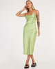 image de Palasha Midi Dress in Satin Lime Green