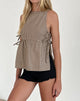Image de Palsi Tie Side Sleeveless Top in Brown Mini Gingham