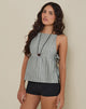 Image de Palsi Tie Side Sleeveless Top in Green and White