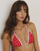 Image de Pami Bikini Top contrasté en rouge avec cœurs blancs