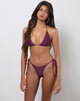 Image de Lentra Bikini Bottom in Burgundy with Studs (Bas de bikini bourgogne avec clous)