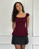 Image de Piroli Top in Ditsy Floral Flock Burnt Maroon
