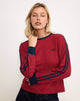 Image de Prata Long Sleeve Top in Adrenaline Red with Navy Binding