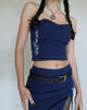 image de Clyde Embroidered Bandeu Top in Navy Flower Butterfly Emb
