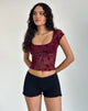 Image de Rada Top in Botanical Flocked Maroon