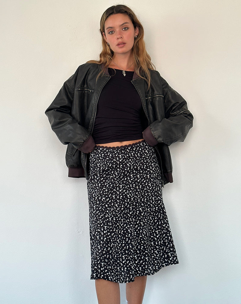 Jupe midi Rahyu, noir Ditsy Romance