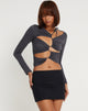Image de Rajina Cut Out Long Sleeve Top in Ocean Storm