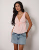 Image de Ralia Tie Front Top in Peplum Light Pink