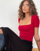 Image de Requa Short Sleeve Square Neck Top in Adrenaline Red