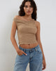 Image de Peyton One Shoulder Waffle Knit Top in Oat