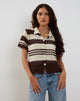 Image de Siwi Pointelle Tricot Polo Top in Stripe Neutral
