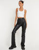 Image de Zorea Pantalon en PU noir avec coutures blanches