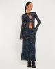 Image de Rindu Midi Skirt in Batik Botanical Black Green