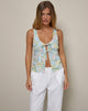Image of Rodite Tie Front Top in Washed Out Pastel Floral