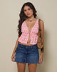 Image de Rolia Tie Front Top in Tile Flower Pink