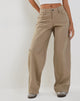 Image de Pantalon extra large à taille basse Roomy en Pinstripe Stone