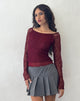Image de Rory Long Sleeve Top in Lace Burgundy