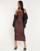 Image de Rosbandi Bandeau Midi Dress in Black Pink Lining