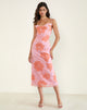 Image de Rujira Cowl Midi Dress in Floral Pink Orange
