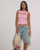 Image of Runaba Backless Tank Top in Ballet Pink Stripe
