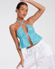 image de Runita Crop Top in Drape Sequin Blue
