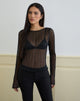 Image de Saezuru Top en mousseline de soie Plisse Shimmer Black