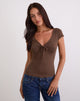 Image de Saiba Cap Sleeve Top in Cupro Dark Brown