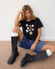Image de Saki Tee in Black with Badges Graphic