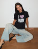 Image de Saki Tee in Black I Love Party Print
