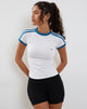 Image de Salda Tee-shirt ajusté avec bordures contrastées en blanc