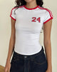Image de Salda Tee en blanc avec bordure rouge tango